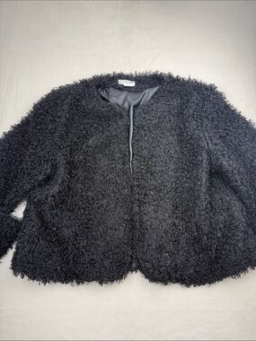 Grace Chuang Women's Black Curly Faux Shearling Teddy Jacket